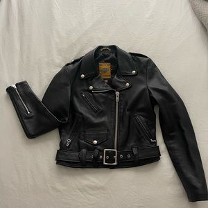 Schott Perfecto Cropped Lambskin Leather Jacket